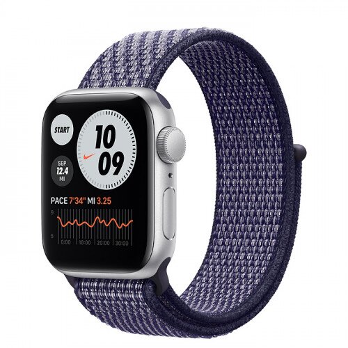 Apple Watch SE Silver Aluminum Case with Nike Sport Loop - 40mm - Purple Pulse