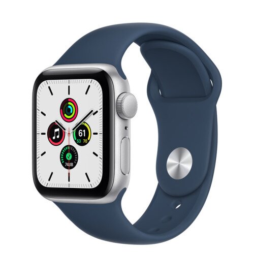 Apple Watch SE Silver Aluminum Case with Sport Band - Abyss Blue - 40mm