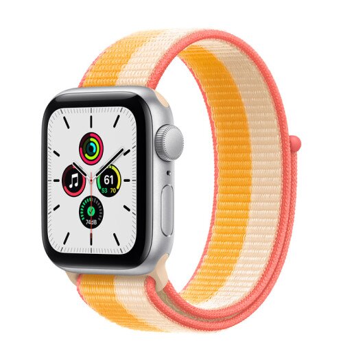 Apple Watch SE Series Silver Aluminum Case with Sport Loop - Maize/White - 40mm