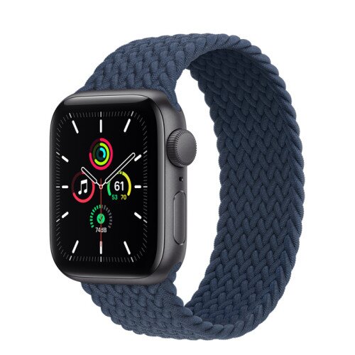 Apple Watch SE Space Gray Aluminum Case with Braided Solo Loop - Abyss Blue - 40mm - 2