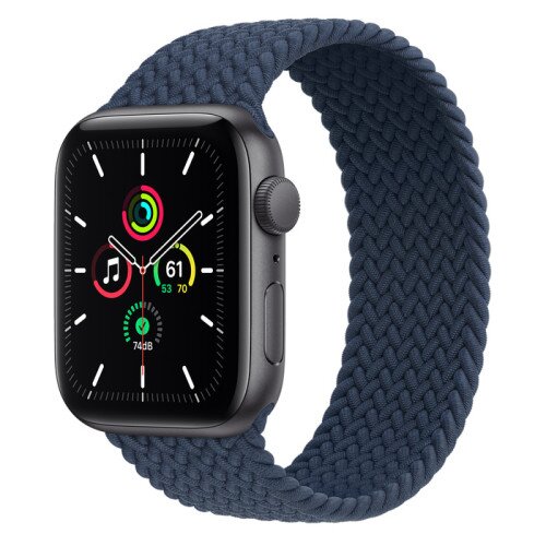 Apple Watch SE Space Gray Aluminum Case with Braided Solo Loop - Abyss Blue - 44mm - 8