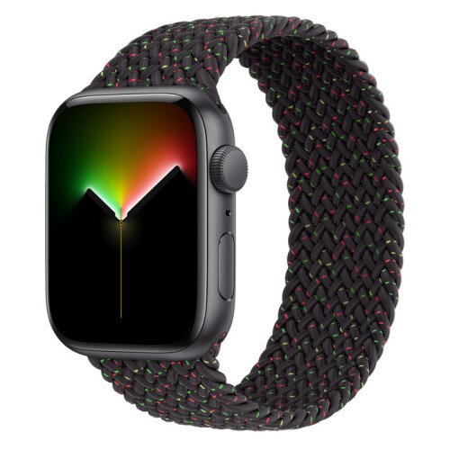 Apple Watch SE Space Gray Aluminum Case with Braided Solo Loop - Black Unity - 44mm - 11