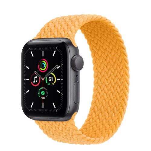 Apple Watch SE Space Gray Aluminum Case with Braided Solo Loop - Maize - 40mm - 1