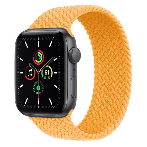 Apple Watch SE Space Gray Aluminum Case with Braided Solo Loop - Maize - 44mm - 12