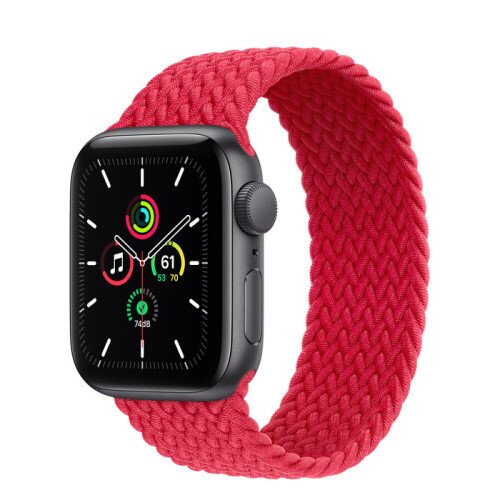 Apple Watch SE Space Gray Aluminum Case with Braided Solo Loop - Product Red - 40mm - 9