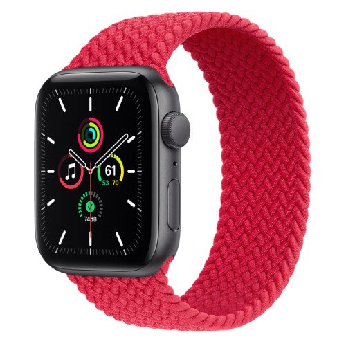 Apple Watch SE Space Gray Aluminum Case with Braided Solo Loop - Product Red - 44mm - 6