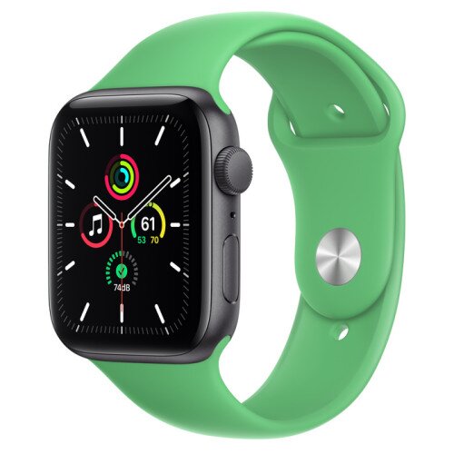 Apple Watch SE Space Gray Aluminum Case with Sport Band - Regular - 44mm - Bright Green