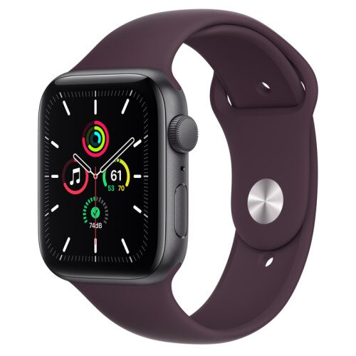Apple Watch SE Space Gray Aluminum Case with Sport Band - Regular - 44mm - Dark Cherry