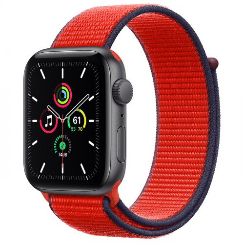Apple Watch SE Space Gray Aluminum Case with Sport Loop - 44mm - Product Red