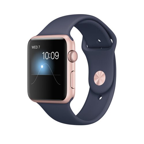 Apple Watch Series 1 - 42mm - Rose Gold Aluminum Case - with Midnight Blue Sport Band