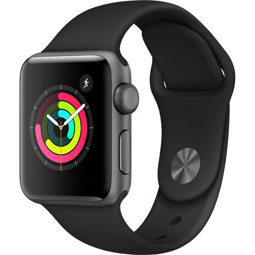 Apple Watch Series 3 - Space Gray Aluminum Case with Black Sport Band - 38mm - GPS