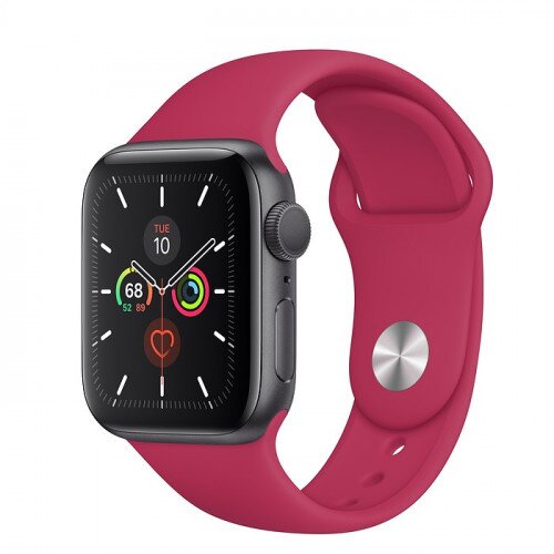 Apple Watch Series 5 with Pomegranate Sport Band - Space Gray Aluminum Case - 40mm