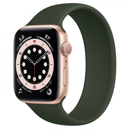 Apple Watch Series 6 Gold Aluminum Case with Solo Loop - 44mm - Size-11 - Cyprus Green