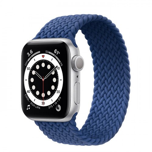 Apple Watch Series 6 Silver Aluminum Case with Braided Solo Loop - 40mm - Size-1 - Atlantic Blue