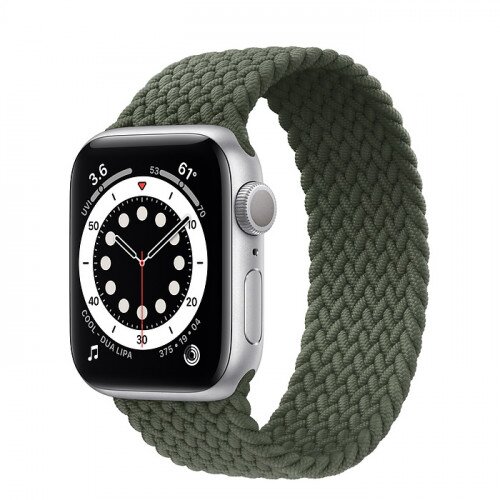 Apple Watch Series 6 Silver Aluminum Case with Braided Solo Loop - 40mm - Size-2 - Inverness Green