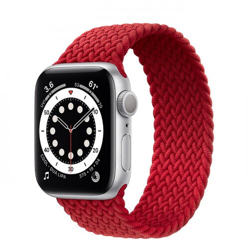 Apple Watch Series 6 Silver Aluminum Case with Braided Solo Loop - 40mm - Size-7 - Product Red