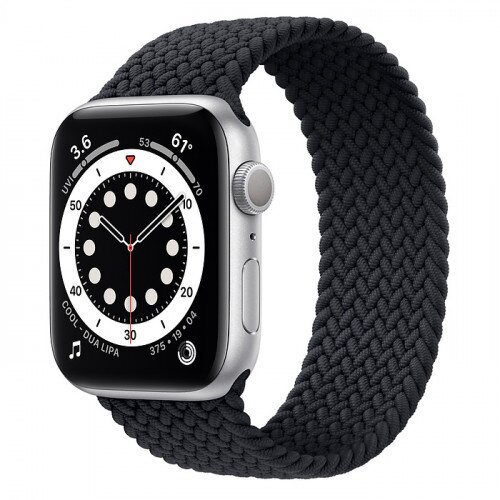 Apple Watch Series 6 Silver Aluminum Case with Braided Solo Loop - 44mm - Size-5 - Charcoal