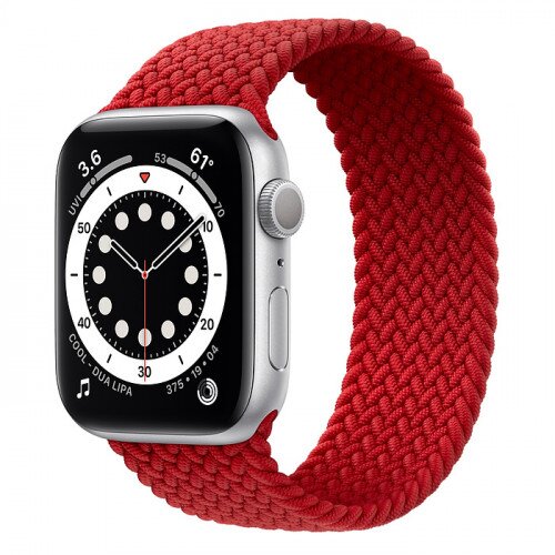 Apple Watch Series 6 Silver Aluminum Case with Braided Solo Loop - 44mm - Size-11 - Product Red