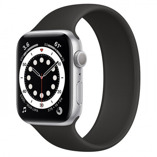 Apple Watch Series 6 Silver Aluminum Case with Solo Loop - 44mm - Size-8 - Black