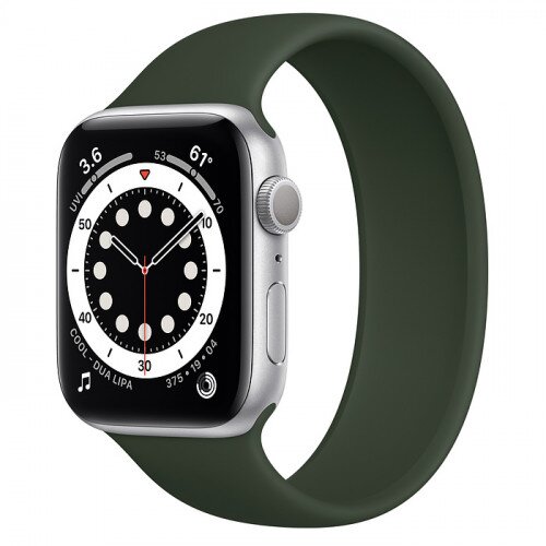 Apple Watch Series 6 Silver Aluminum Case with Solo Loop - 44mm - Size-10 - Cyprus Green
