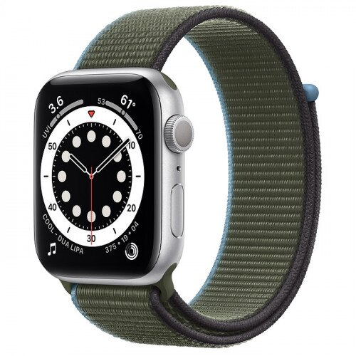 Apple Watch Series 6 Silver Aluminum Case with Sport Loop - 44mm - Inverness Green
