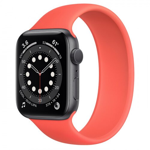 Apple Watch Series 6 Space Gray Aluminum Case with Solo Loop - 44mm - Size-11 - Pink Citrus