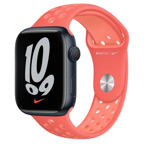 Apple Watch Series 7 Midnight Aluminum Case with Nike Sport Band - Magic Ember/Crimson Bliss - 45mm