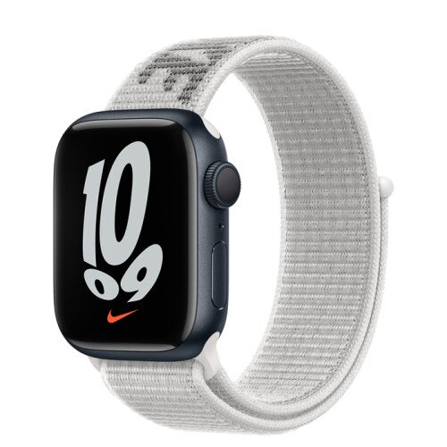 Apple Watch Series 7 Midnight Aluminum Case with Nike Sport Loop - Summit White - 41mm