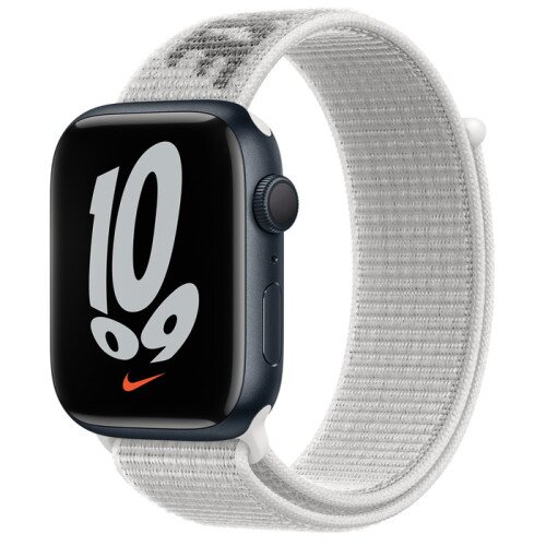 Apple Watch Series 7 Midnight Aluminum Case with Nike Sport Loop - Summit White - 45mm