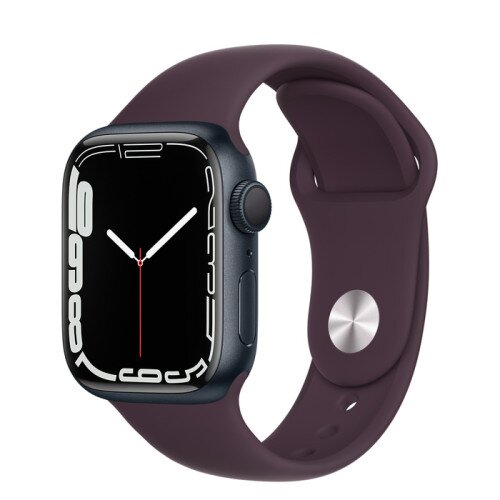 Apple Watch Series 7 Midnight Aluminum Case with Sport Band - Dark Cherry - 41mm