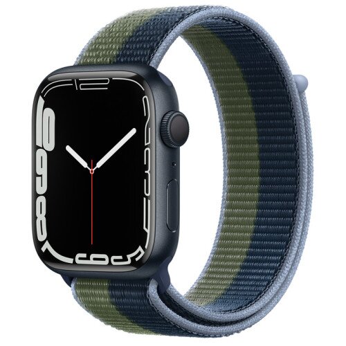 Apple Watch Series 7 Midnight Aluminum Case with Sport Loop - Abyss Blue/Moss Green - 45mm