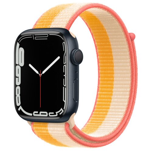 Apple Watch Series 7 Midnight Aluminum Case with Sport Loop - Maize/White - 45mm