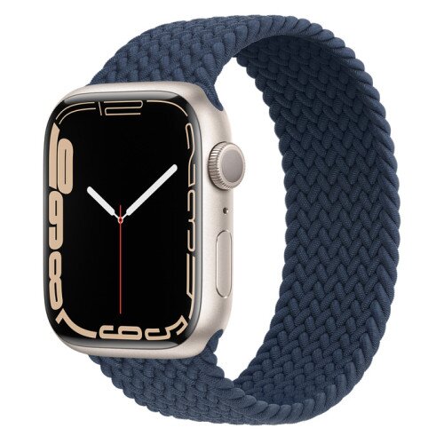 Apple Watch Series 7 Starlight Aluminum Case with Braided Solo Loop - Abyss Blue - 45mm - 8