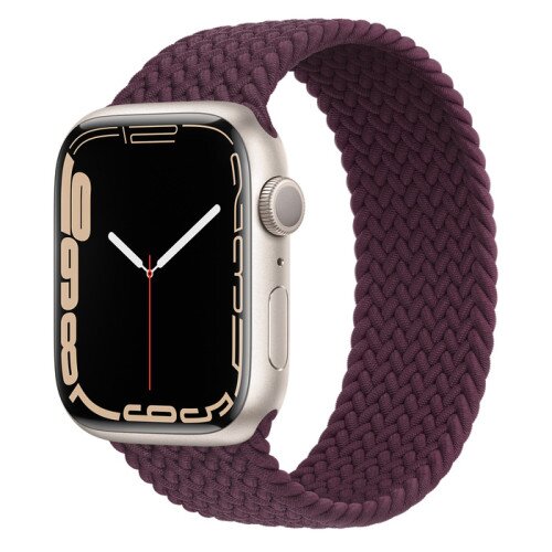 Apple Watch Series 7 Starlight Aluminum Case with Braided Solo Loop - Dark Cherry - 45mm - 10