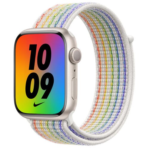 Apple Watch Series 7 Starlight Aluminum Case with Nike Sport Loop - Pride Edition - 45mm