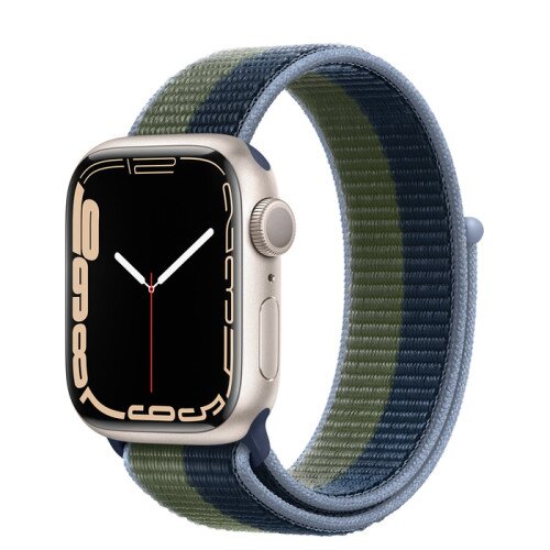 Apple Watch Series 7 Starlight Aluminum Case with Sport Loop - Abyss Blue/Moss Green - 41mm