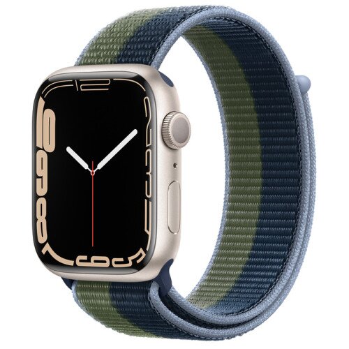 Apple Watch Series 7 Starlight Aluminum Case with Sport Loop - Abyss Blue/Moss Green - 45mm