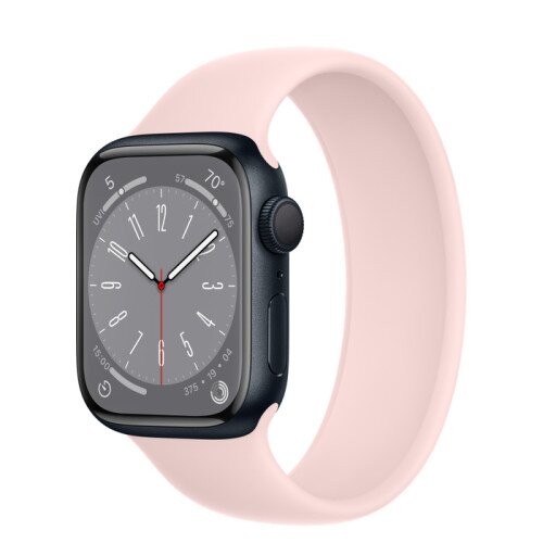 Apple Watch Series 8 - 41mm Midnight Aluminum Case with Chalk Pink Solo Loop - Size-5