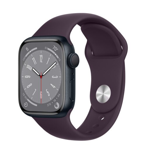 Apple Watch Series 8 - 41mm Midnight Aluminum Case with Elderberry Sport Band - M/L