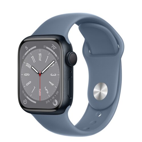 Apple Watch Series 8 - 41mm Midnight Aluminum Case with Slate Blue Sport Band - S/M