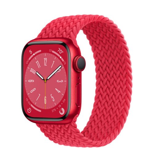Apple Watch Series 8 - 41mm Product Red Aluminum Case with Product Red Braided Solo Loop - Size-2