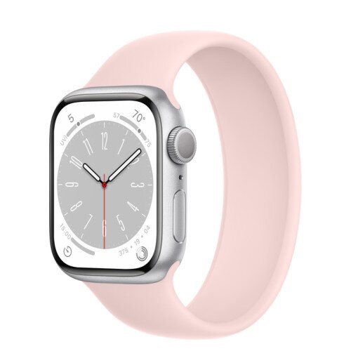 Apple Watch Series 8 - 41mm Silver Aluminum Case with Chalk Pink Solo Loop - Size-9