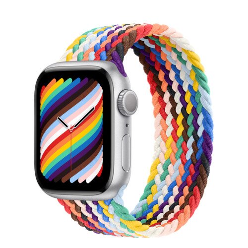 Apple Watch Series 8 - 41mm Silver Aluminum Case with Pride Edition Braided Solo Loop - Size-7