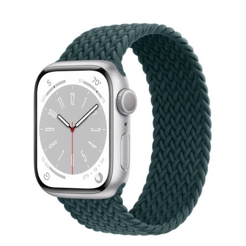 Apple Watch Series 8 - 41mm Silver Aluminum Case with Rainforest Braided Solo Loop - Size-6