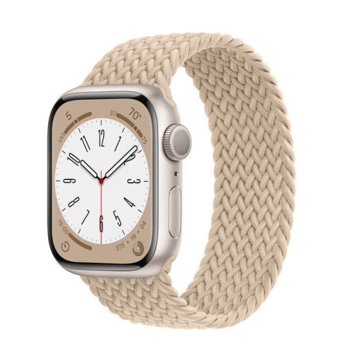 Apple Watch Series 8 - 41mm Starlight Aluminum Case with Beige Braided Solo Loop - Size-2