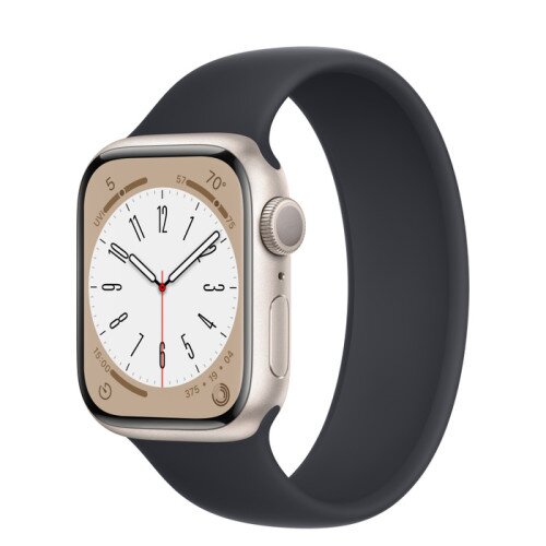 Apple Watch Series 8 - 41mm Starlight Aluminum Case with Midnight Solo Loop - Size-1