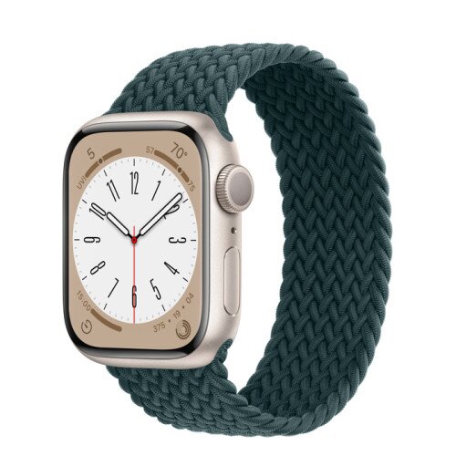 Apple Watch Series 8 - 41mm Starlight Aluminum Case with Rainforest Braided Solo Loop - Size-2