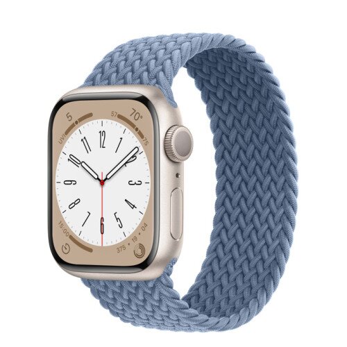 Apple Watch Series 8 - 41mm Starlight Aluminum Case with Slate Blue Braided Solo Loop - Size-7