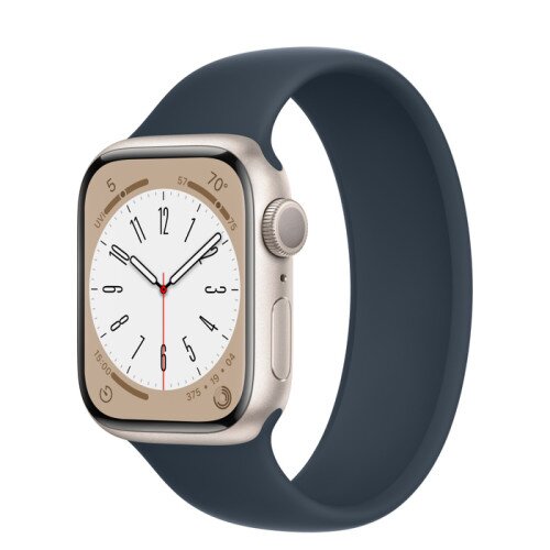 Apple Watch Series 8 - 41mm Starlight Aluminum Case with Storm Blue Solo Loop - Size-3
