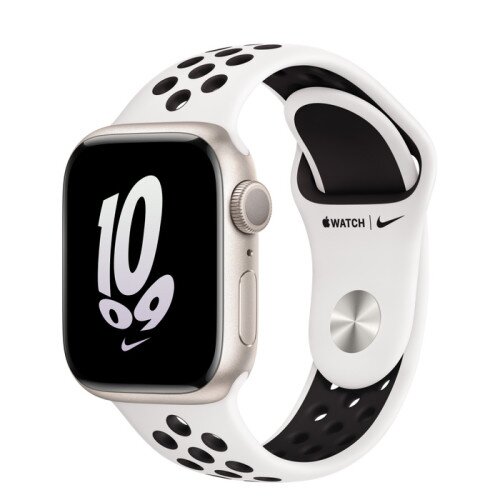 Apple Watch Series 8 - 41mm Starlight Aluminum Case with Summit White/Black Nike Sport Band - M/L